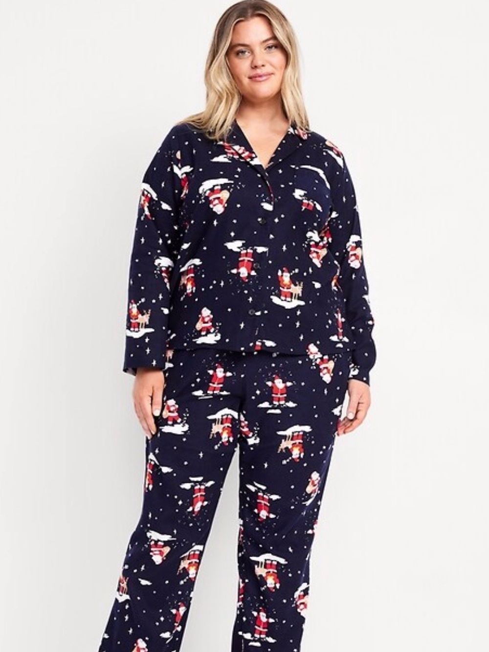 Old Navy Santa clause all over print whimsical festive flannel pajama set NWT XL